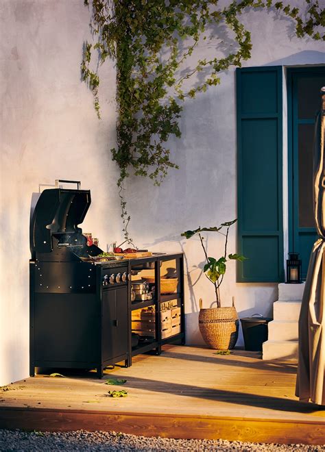 GRILLSKÄR gas grill, black/stainless steel outdoor, 283/8x24" - IKEA