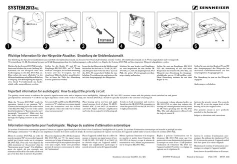 SENNHEISER SYSTEM 2013 PLL IMPORTANT INFORMATION Pdf Download | ManualsLib