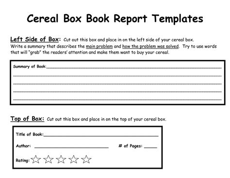 Printable Cereal Box Book Report Template Free