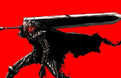 HD wallpaper: Armored, Guts, Berserk, red background, Black Swordsman ...