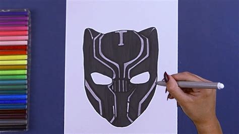 How to draw Black Panther Face Mask - YouTube