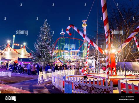 Winter Wonderland Hyde Park at Night London UK Stock Photo - Alamy