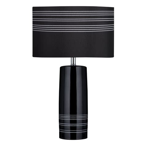 4968BK Black table lamp with white stripes