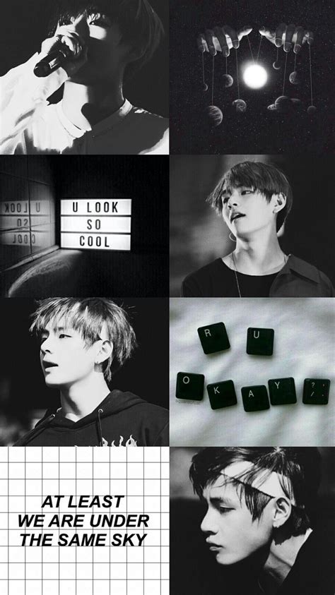 Bts V Black And White Wallpaper