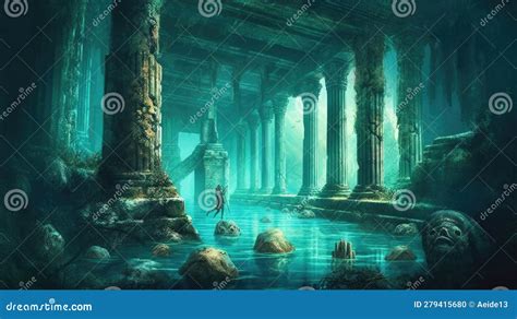 Under the Sea. Underwater Mystical Ruins. Lost City of Atlantis. Sunken ...