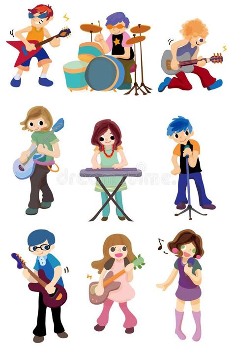 Cartoon rock band icon. Vector drawing #Sponsored , #Ad, #paid, #rock, #drawing, #Vector, # ...