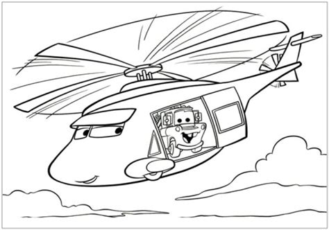 Coloring Book Helicopter from the cartoon Cars 2 to print and online