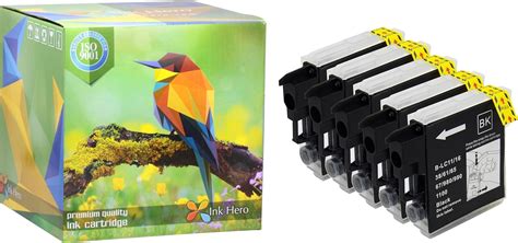 Amazon.com: Ink Hero 5 Black Ink Cartridges for Brother LC-65 LC65 MFC ...