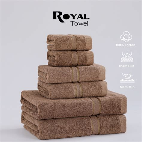Combo 6 Khăn Royal Towel 2 Khăn Tắm 2 Khăn Lau Đầu 2 Khăn Mặt Mềm Mại Thấm Hút Kháng Khuẩn ...