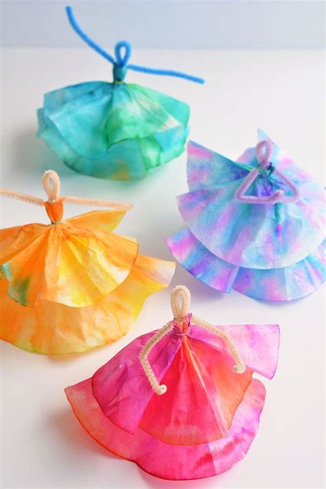 Kids craft: These coffee filter dancers are SO PRETTY! Spring Crafts ...