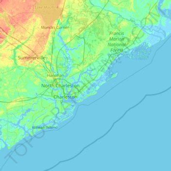 Charleston County topographic map, elevation, terrain