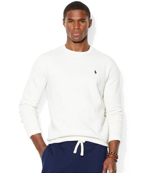 Polo ralph lauren Classic Fleece Crew-Neck Sweater in White for Men | Lyst