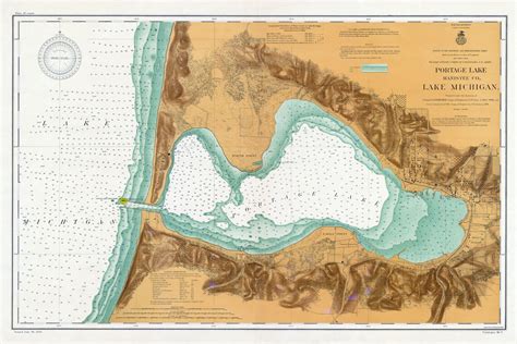 1906 Nautical Map of Portage Lake Manistee County Michigan | Etsy