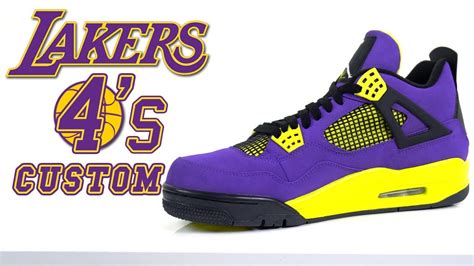 Custom Laker Jordan 4's - Customs by Vick - YouTube