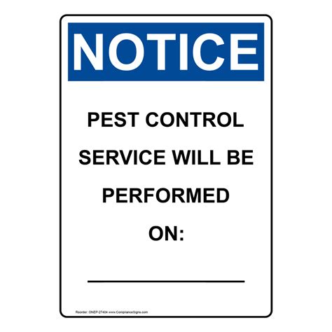 Portrait OSHA Pest Control Service Will Be Performed Sign ONEP-27404