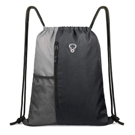 Drawstring Backpack Sports Gym Bag With Zipper And Water Bottle Mesh Pockets - Buy Drawstring ...