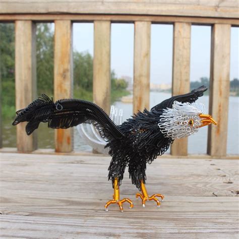 Wire Eagle Statue Sculpture Ornament Modern Eagle Figurine - Etsy ...