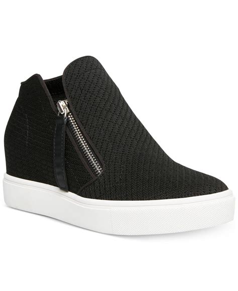 Steve Madden Camden Knit Wedge Sneakers in Black - Lyst