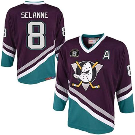 Custom Men Womens Ice Hockey Jerseys Mighty Ducks Selanne #8 Movie Jersey Men Sports & Outdoors