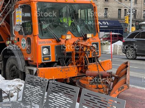 New York City Snow Plow Truck On Streets Of Upper East Side Stock Photo - Download Image Now ...