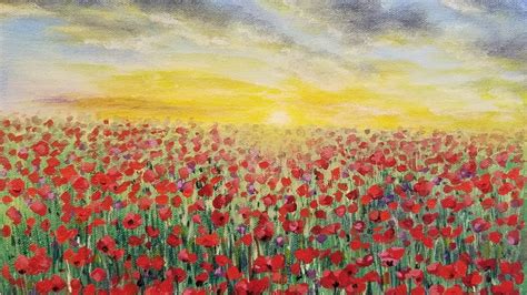 Sunset Poppy Field Acrylic Painting LIVE Tutorial - YouTube