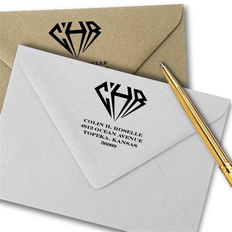 Diamond Address Custom Monogram Rubber Stamp - Simply Stamps