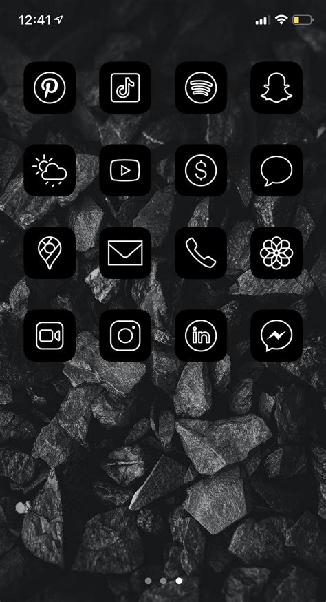 Black iPhone iOS 14 App Icons, Dark theme app icons for iPhone iOS 14 ...
