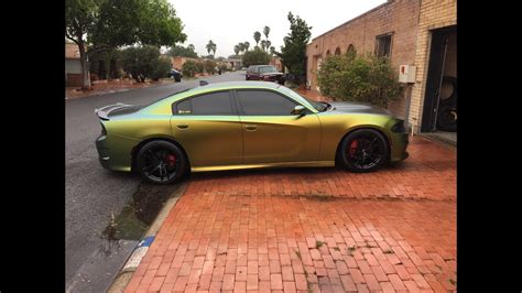 2017 Dodge Charger Scat Pack Wrapped in Avery Dennison Satin Fresh Spring Vinyl - YouTube