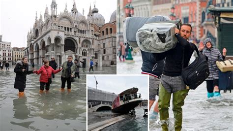 Venice streets and squares flooded as city lives through highest tide ...