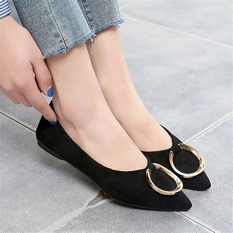 Woman's Fashion Casual Point Toe Shallow Work ladies shoes Ladies Flat ...