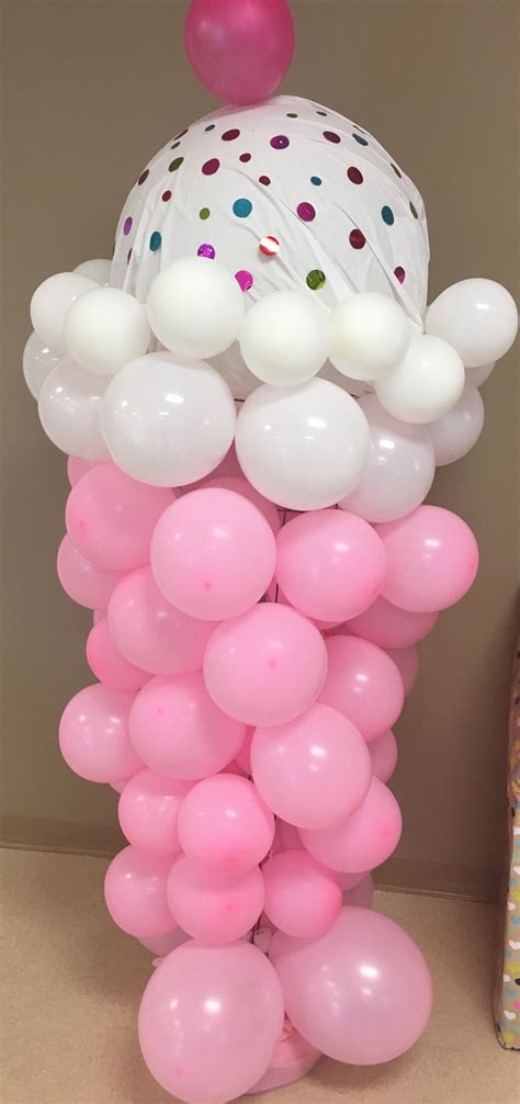 Ice cream balloon sculpture I made for my Goddaughters birthday party! I searched ideas to make ...