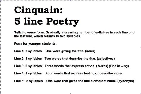 Examples of cinquain Poems