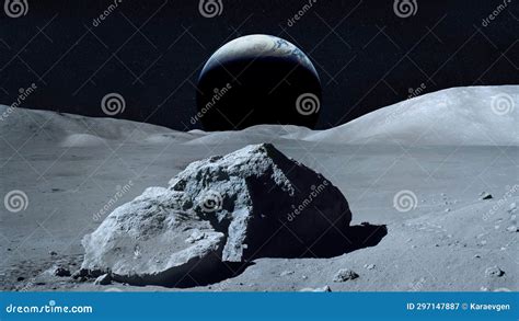 Earth Seen from the Surface of the Moon. Elements of this Image Furnished by NASA Stock Image ...