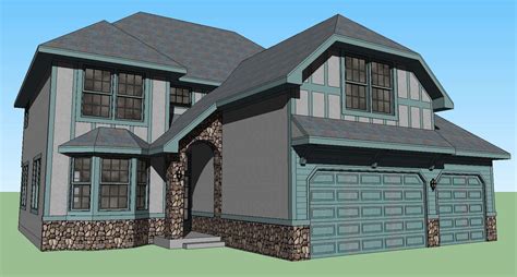 3d drawing of the bungalow in SketchUp file - Cadbull