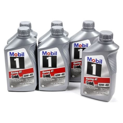 Mobil 1 Racing 4T 10W-40 Full Synthetic Motorcycle Oil, 1 Quart (Case ...