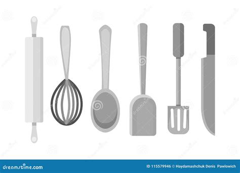 Vector Set Kitchen Utensils. Cooking Tools Flat Style Stock Vector - Illustration of kitchenware ...