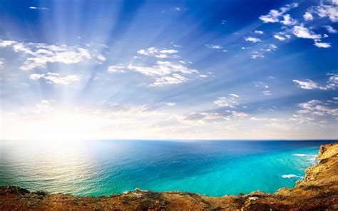 Bright sun shining over the splendid coastline wallpaper - Beach wallpapers - #49903