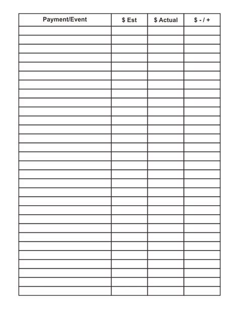 Printable Blank 4 Column Chart Templates | Table of contents template ...