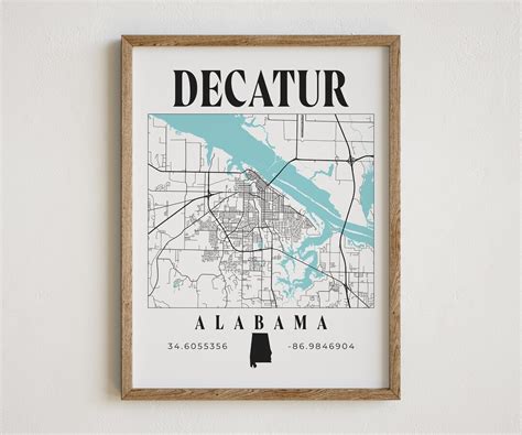 Decatur Alabama Map, Decatur Print, Alabama Decor, Alabama Map Print ...