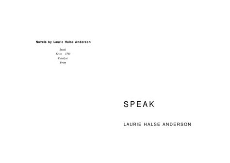 Speak Full-Text - its good - Novels by Laurie Halse Anderson Speak ...