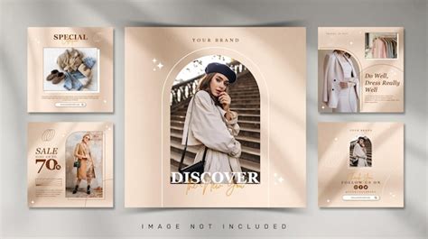 Premium PSD | Minimalist creative concept fashion social media instagram post set template