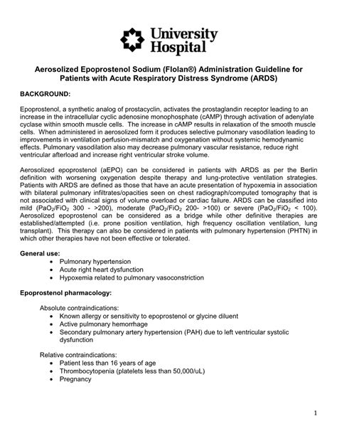 Aerosolized Epoprostenol Sodium (Flolan®) Administration Guideline for Patients with Acute ...