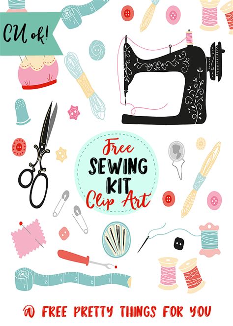 Free Sewing Kit Clip Art Elements | Sewing logo, Sewing art, Clip art ...