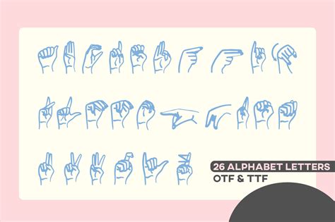 ASL Font American Sign Language Symbols Alphabet Numbers (882517) | Dingbats | Font Bundles