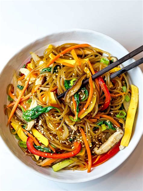 Easy Japchae (Korean glass noodle stir fry) | Recipe | Korean glass ...