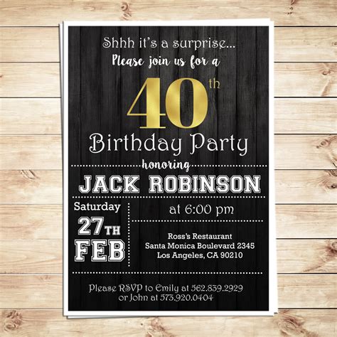 40th birthday party invitations Birthday invitations 40th 60th 80th 90th templates printable ...