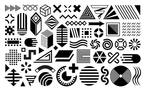 Abstract shapes, geometric design elements, Memphis set, vector abstract simple forms and ...