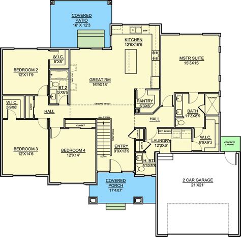 Contemporary Ranch House Plan with Split Bedrooms - 370019SEN ...