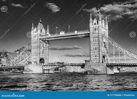 Tower Bridge in London, UK in Black and White Stock Photo - Image of ...