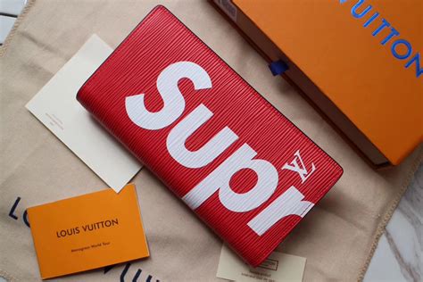 supreme x lv long wallets real leather with box,Luxury bags